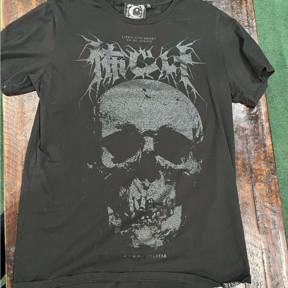 Killstar women’s XXL black on black skull tee